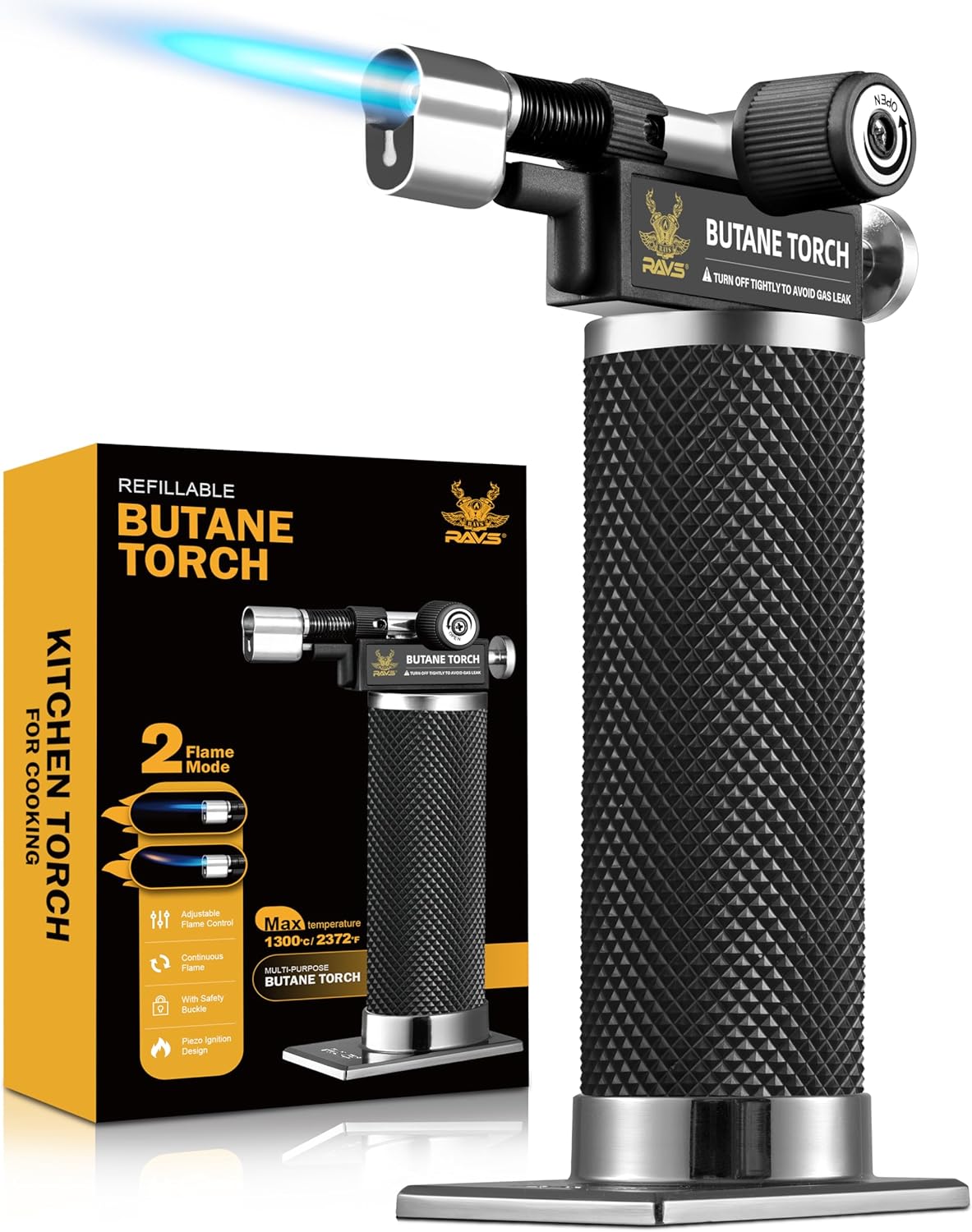 RAVS Butane Torch Lighter, DUAL Flame Mode Kitchen Torch