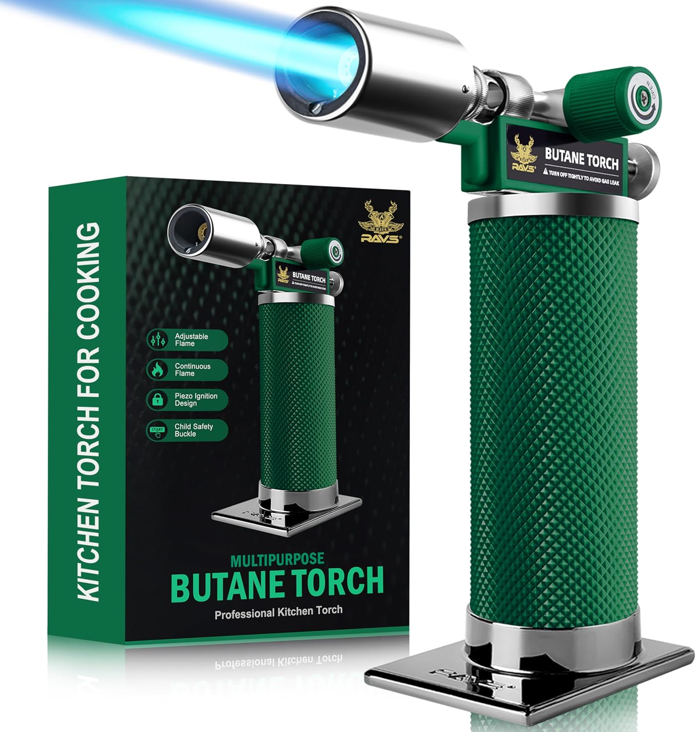 RAVS Butane Torch Lighter, Premium Metal Creme Brulee Torch